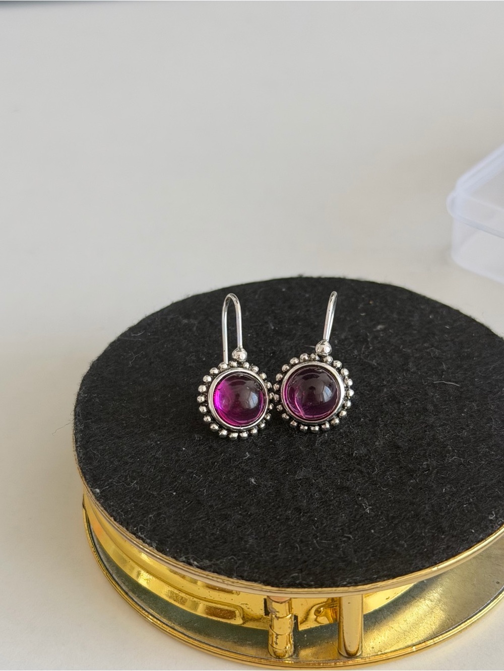 Vintage Carolee Amethyst Purple Cabochon Drop Earrings – Ornate Beaded